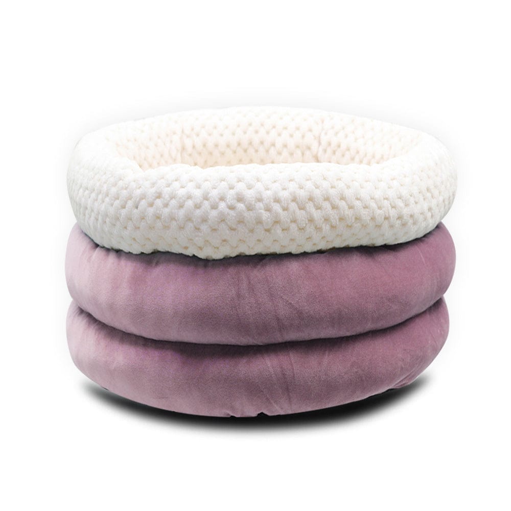 eprolo Purple Winter Pet Deep Sleep Bed Semi-Enclosed Round Ice Velvet Pet Bed Comfortable Soft Warm Cat Bed Dog Bed