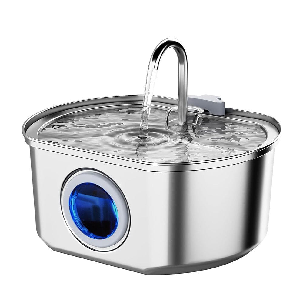 eprolo Tecnología para Mascotas 3.2L-Phantom round window Dispensador Automático de Agua para Mascotas en Acero Inoxidable, USB Duradero | NOCTRYX