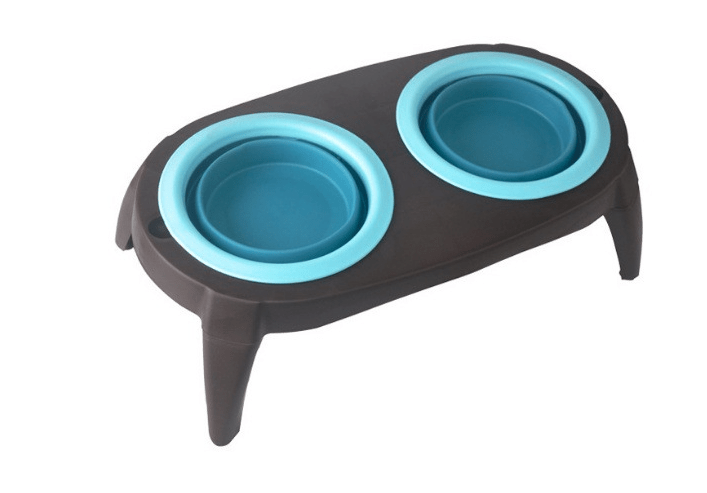 eprolo Tecnología para Mascotas Blue / 41*22*3.5cm Cuenco Doble para Mascotas de Silicona Plegable | NOCTRYX