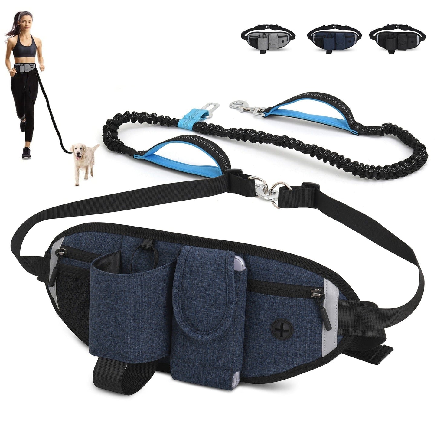 eprolo Tecnología para Mascotas Blue comes with a garbage bag and a dog leash Riñonera Deportiva Multifuncional para Mascotas, Impermeable, Elástica y Antigolpes | Noctryx