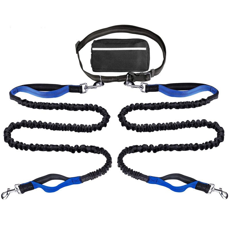 eprolo Tecnología para Mascotas blue (normal handle set) / Belt size 80-120cm, traction rope 130cm Cinturón Deportivo Reflectante con Correa de Tracción para Mascotas – Ideal para Correr de Noche con tu Perro | NOCTRYX