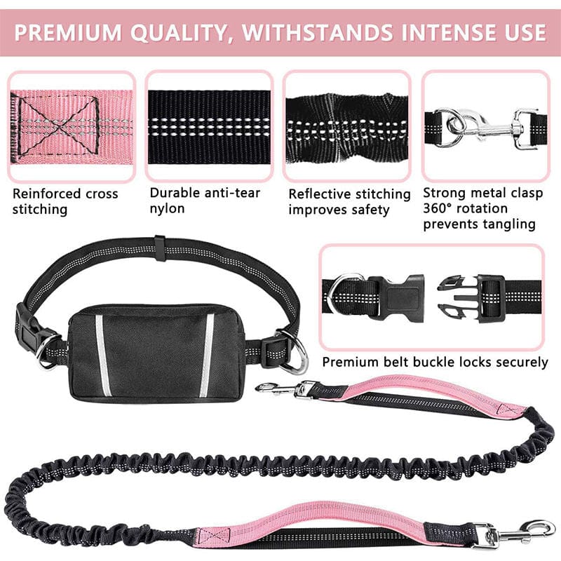 eprolo Tecnología para Mascotas Cinturón Deportivo Reflectante con Correa de Tracción para Mascotas – Ideal para Correr de Noche con tu Perro | NOCTRYX