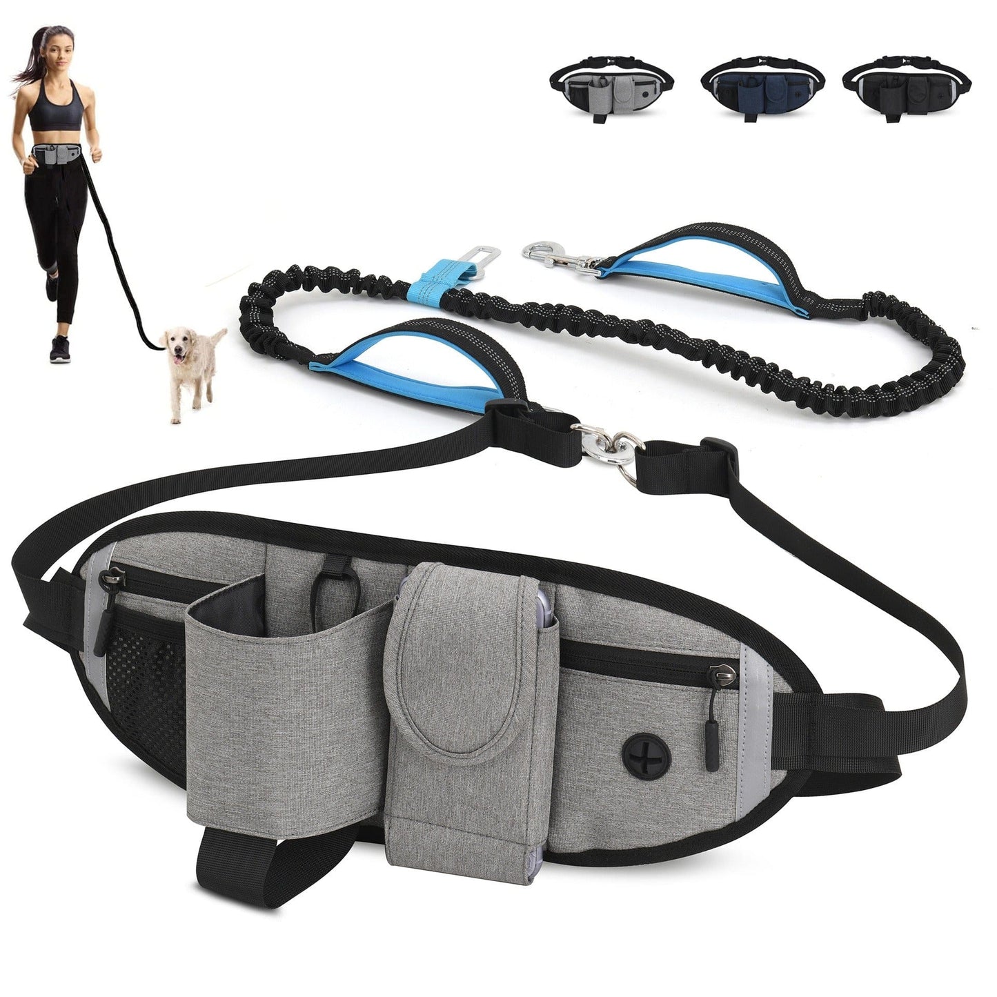 eprolo Tecnología para Mascotas Gray comes with a garbage bag and a dog leash Riñonera Deportiva Multifuncional para Mascotas, Impermeable, Elástica y Antigolpes | Noctryx