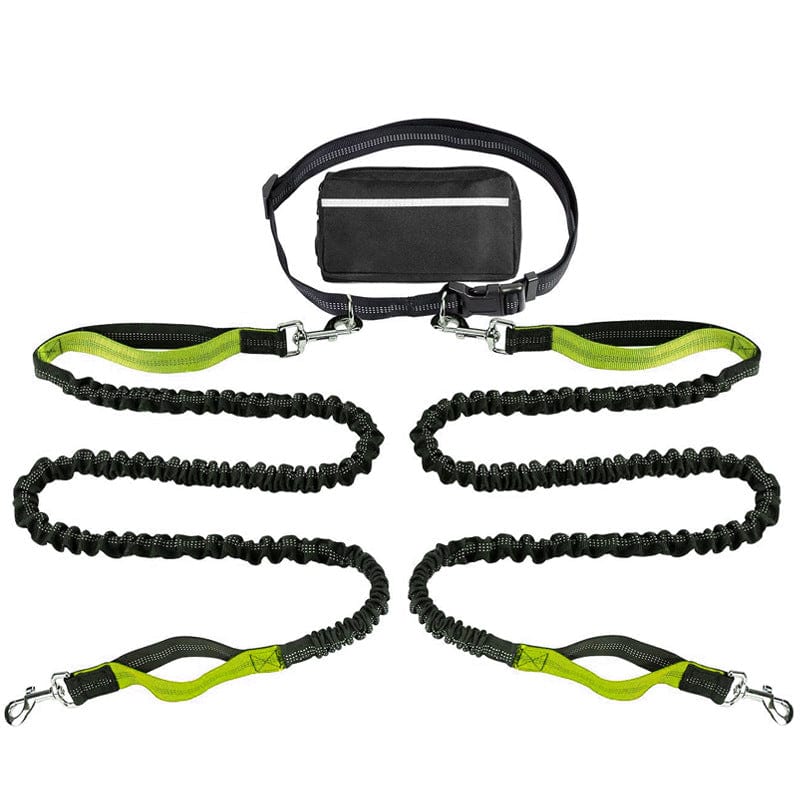 eprolo Tecnología para Mascotas Green (normal handle set) / Belt size 80-120cm, traction rope 130cm Cinturón Deportivo Reflectante con Correa de Tracción para Mascotas – Ideal para Correr de Noche con tu Perro | NOCTRYX