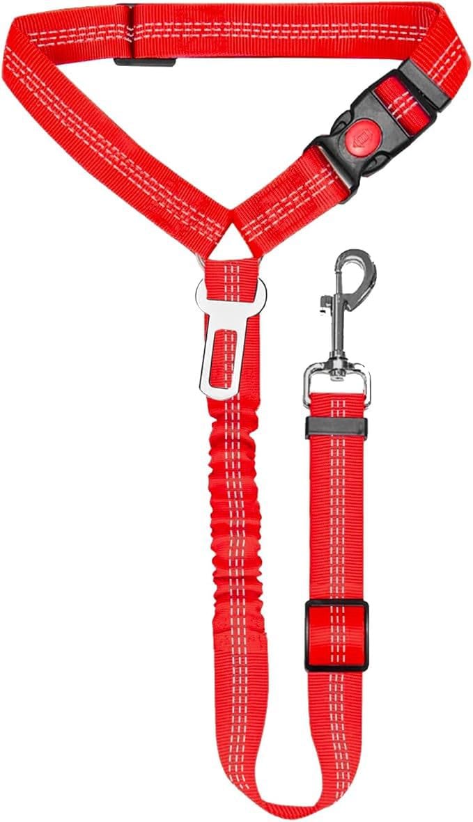 eprolo Tecnología para Mascotas Red / 1.1米*2.5cm Cinturón de Seguridad para tu mascota, uso en Coche | NOCTRYX