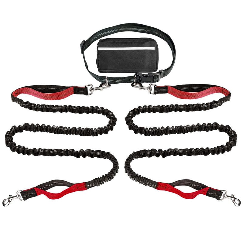 eprolo Tecnología para Mascotas Red (normal handle set) / Belt size 80-120cm, traction rope 130cm Cinturón Deportivo Reflectante con Correa de Tracción para Mascotas – Ideal para Correr de Noche con tu Perro | NOCTRYX