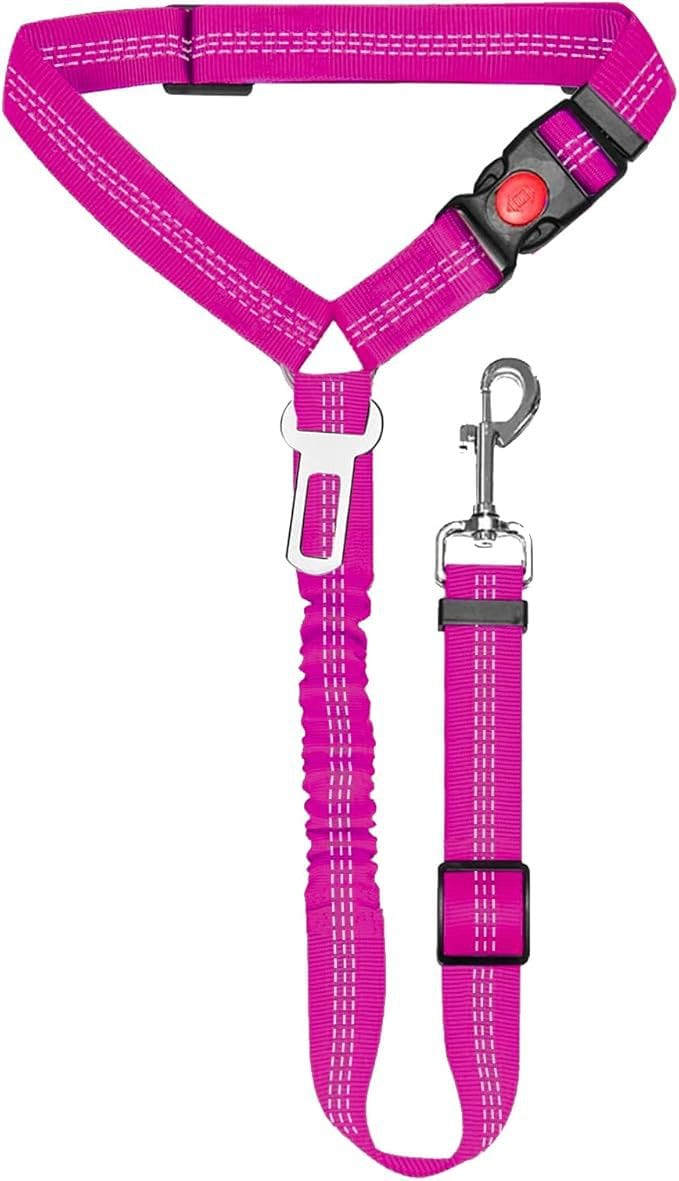 eprolo Tecnología para Mascotas Rose red / 1.1米*2.5cm Cinturón de Seguridad para tu mascota, uso en Coche | NOCTRYX