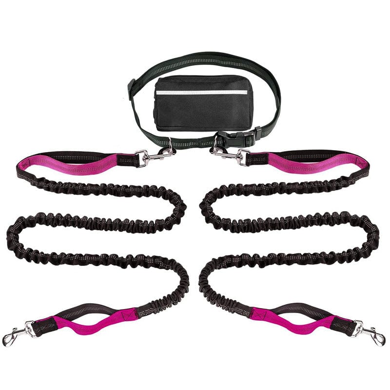 eprolo Tecnología para Mascotas Rose Red(normal handle set) / Belt size 80-120cm, traction rope 130cm Cinturón Deportivo Reflectante con Correa de Tracción para Mascotas – Ideal para Correr de Noche con tu Perro | NOCTRYX