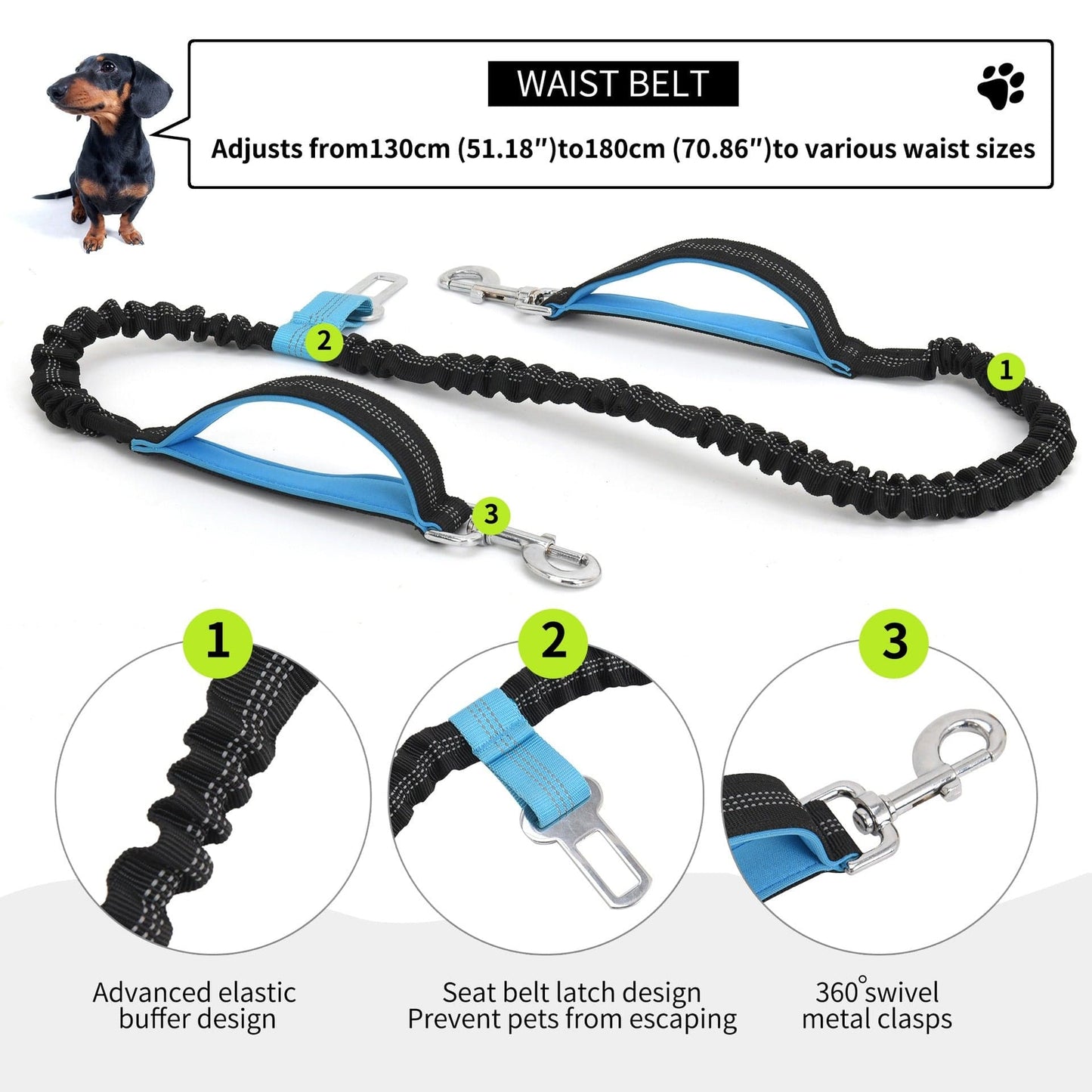 eprolo Tecnología para Mascotas Single dog leash Riñonera Deportiva Multifuncional para Mascotas, Impermeable, Elástica y Antigolpes | Noctryx