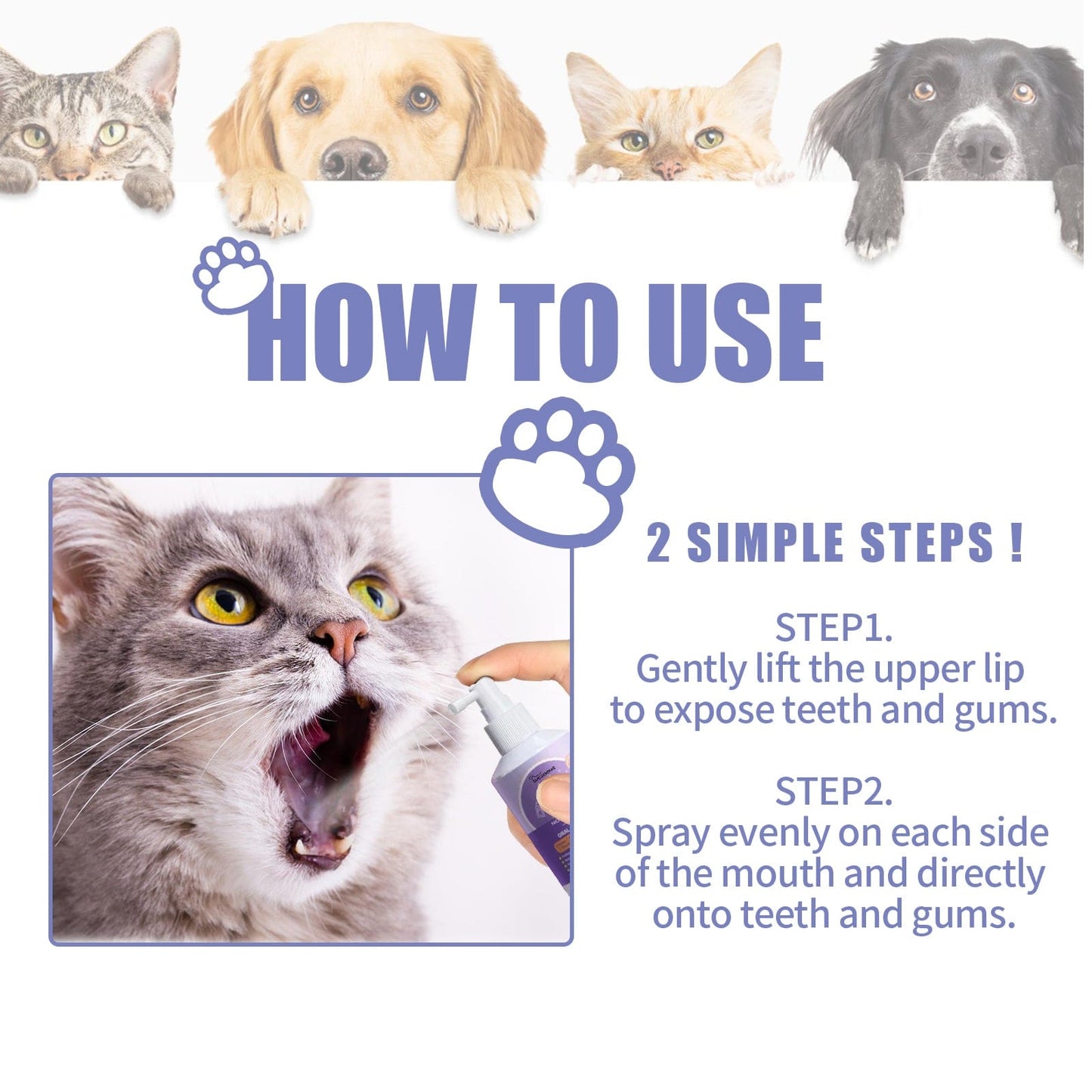 eprolo Tecnología para Mascotas Spray Limpiador Dental para Perros y Gatos | Elimina el Mal Aliento y el Sarro en Segundos | NOCTRYX