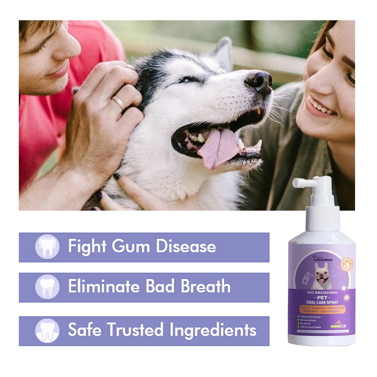 eprolo Tecnología para Mascotas Spray Limpiador Dental para Perros y Gatos | Elimina el Mal Aliento y el Sarro en Segundos | NOCTRYX
