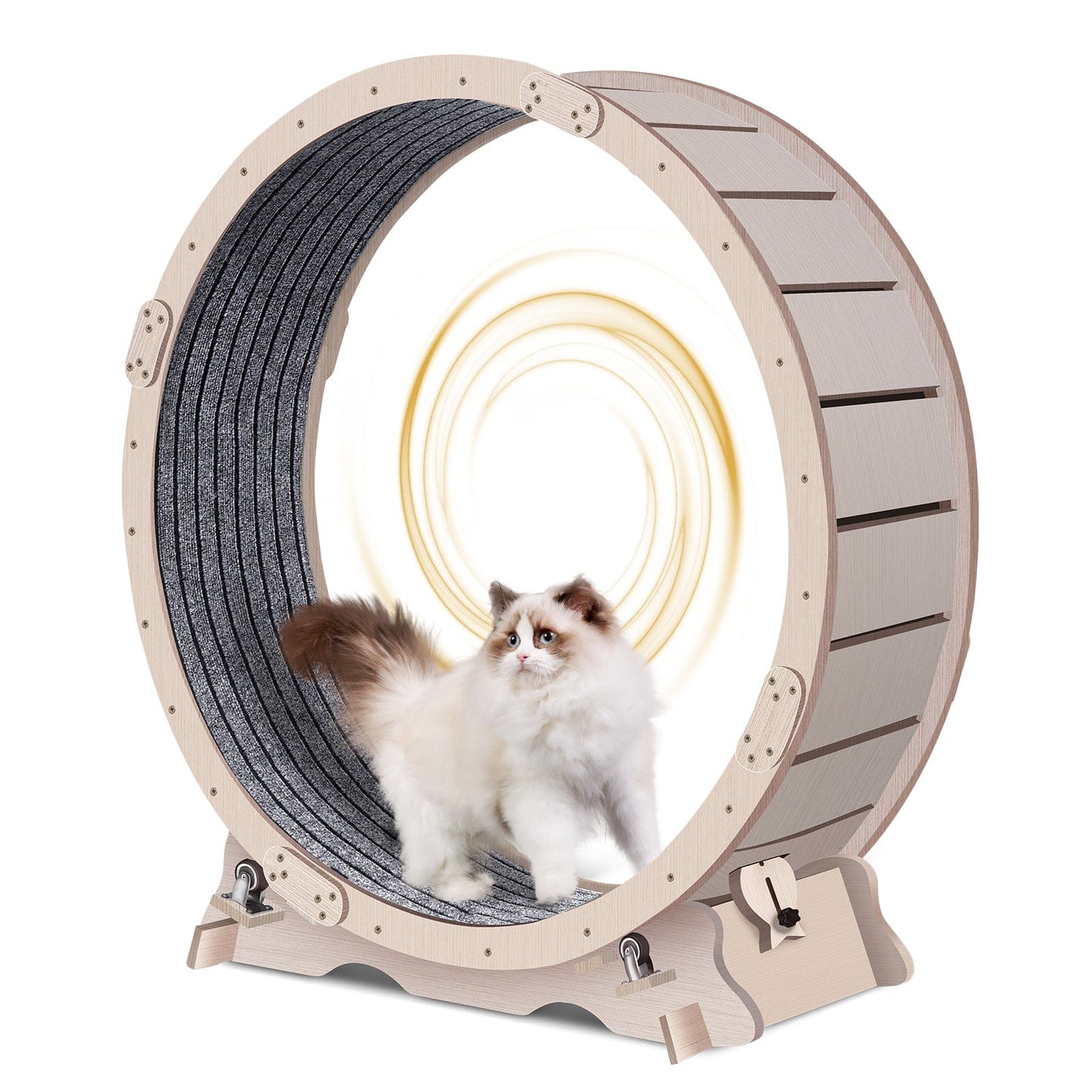 eprolo Tecnología para Mascotas Wood+Wood Rueda de Ejercicio para Gatos, Alfombrada | NOCTRYX
