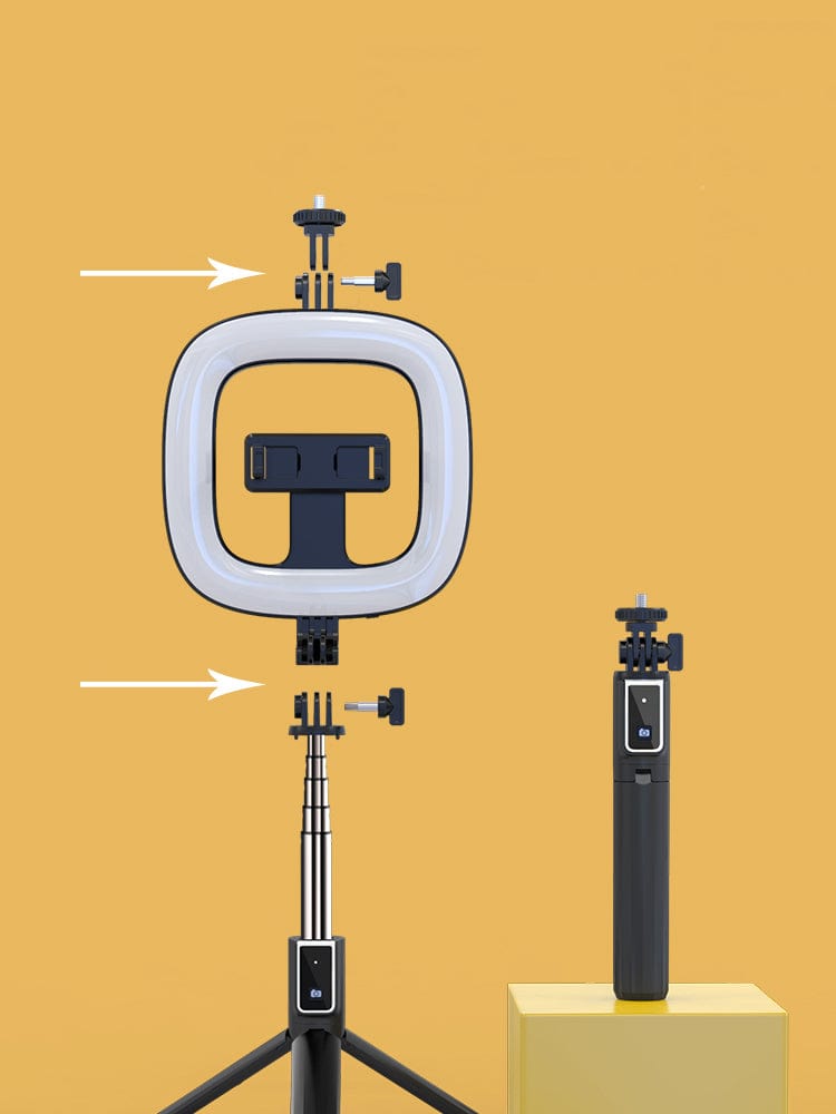 eprolo tendencias Black Selfie Stick con Luz de Relleno 6” – Soporte de Belleza para Streaming y Fotografía | Noctryx