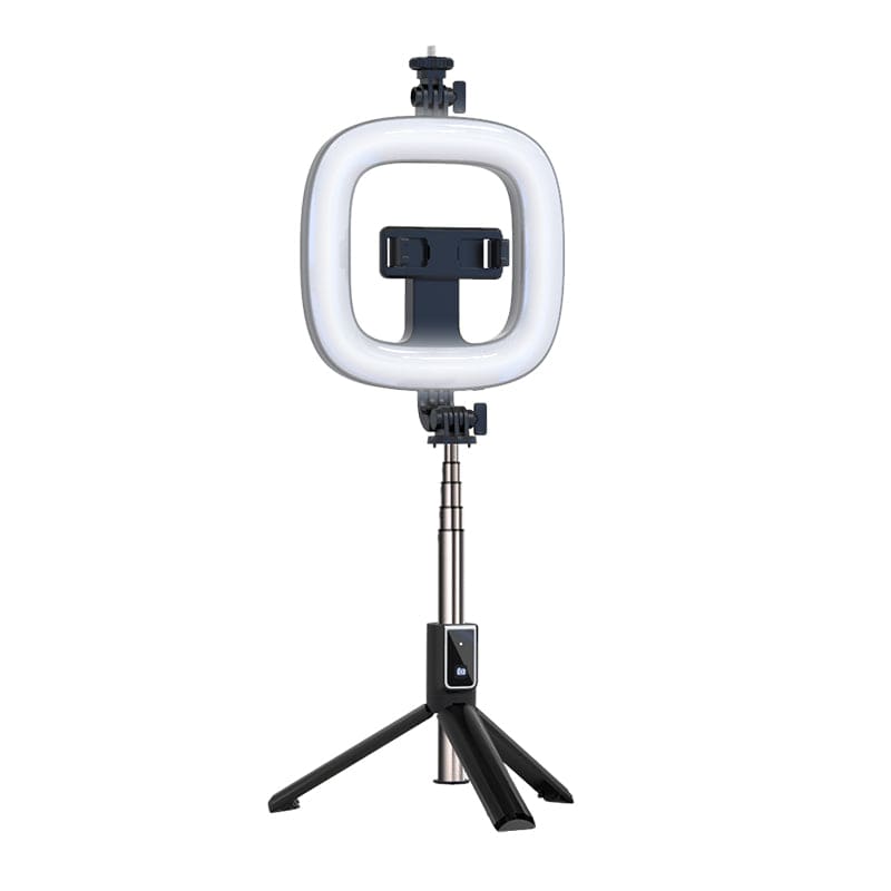 eprolo tendencias Black Selfie Stick con Luz de Relleno 6” – Soporte de Belleza para Streaming y Fotografía | Noctryx