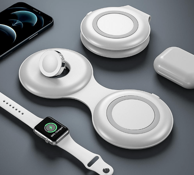 eprolo tendencias White-15W Cargador Inalámbrico 3 en 1 Plegable – Carga Rápida y Compacta ⚡| Noctryx