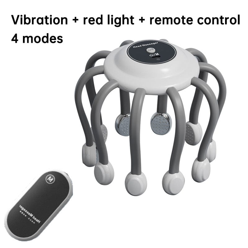 eprolo White luxury model Head Massager Vibration Relaxation Sleep Scalp Stress Relax Electric Octopus Head Massager