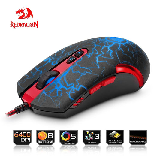 Redragon Gaming Mouse | 6400DPI | 7 Botones Programables | RGB & 4 Velocidades