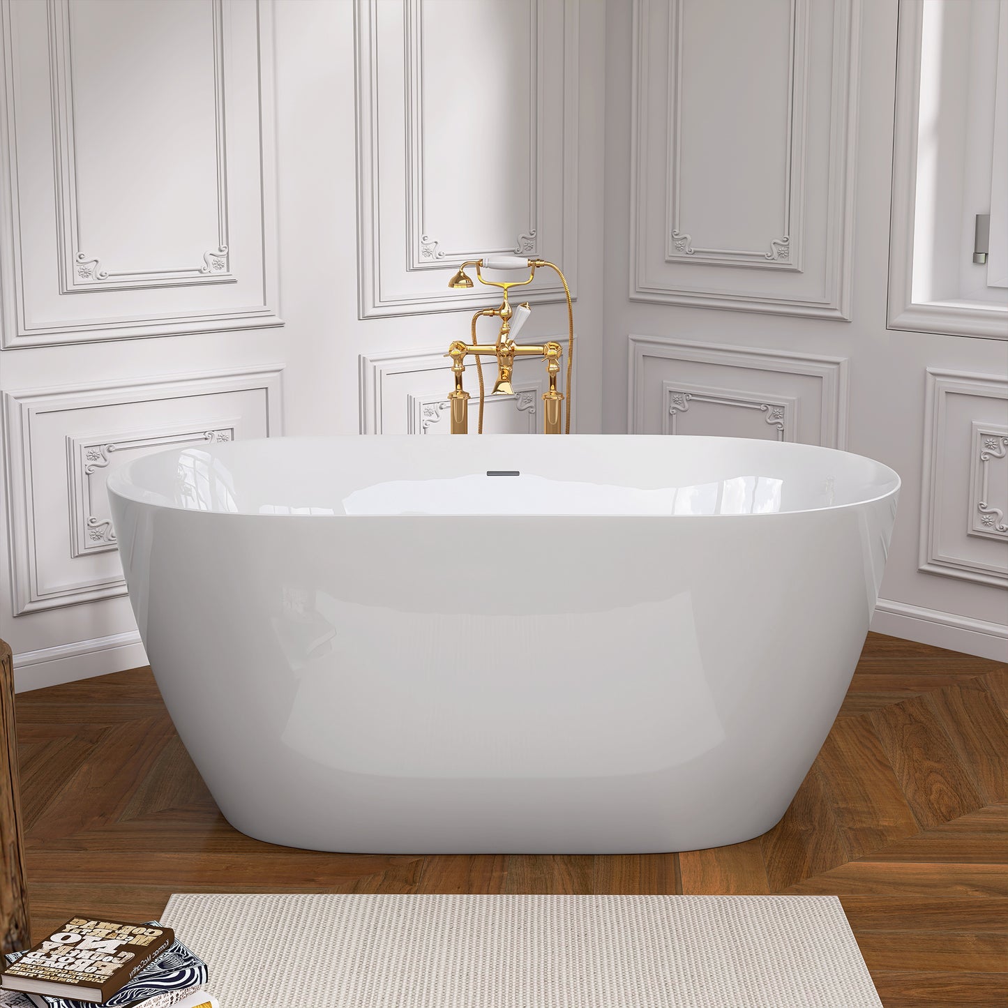 Bañera Independiente de Acrílico de 51 Pulgadas | Diseño Contemporáneo con Desagüe Pop-up