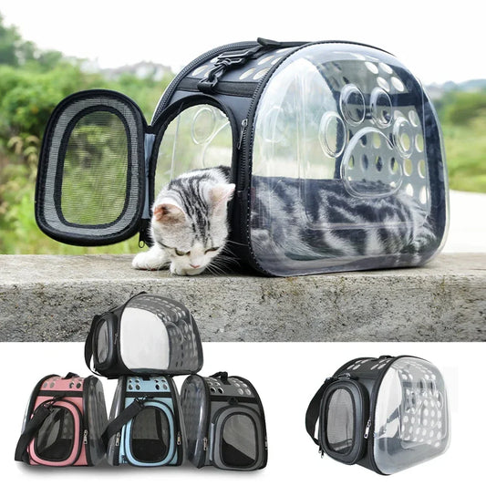 Bolso Transportador Plegable para Gatos | Mochila Transparente y Transpirable para Viajes