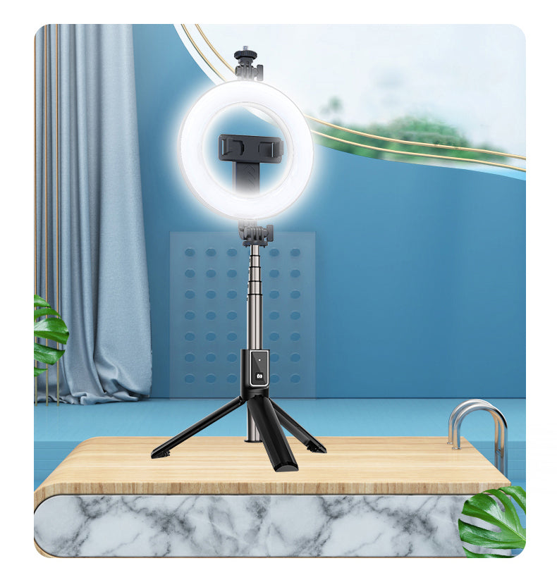 Selfie Stick P40D con Luz de Relleno de 6 Pulgadas: Portátil, Estable y Perfecto para Streaming