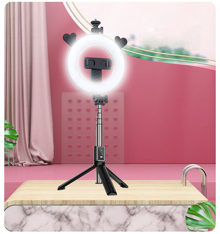 Selfie Stick P40D con Luz de Relleno de 6 Pulgadas: Portátil, Estable y Perfecto para Streaming