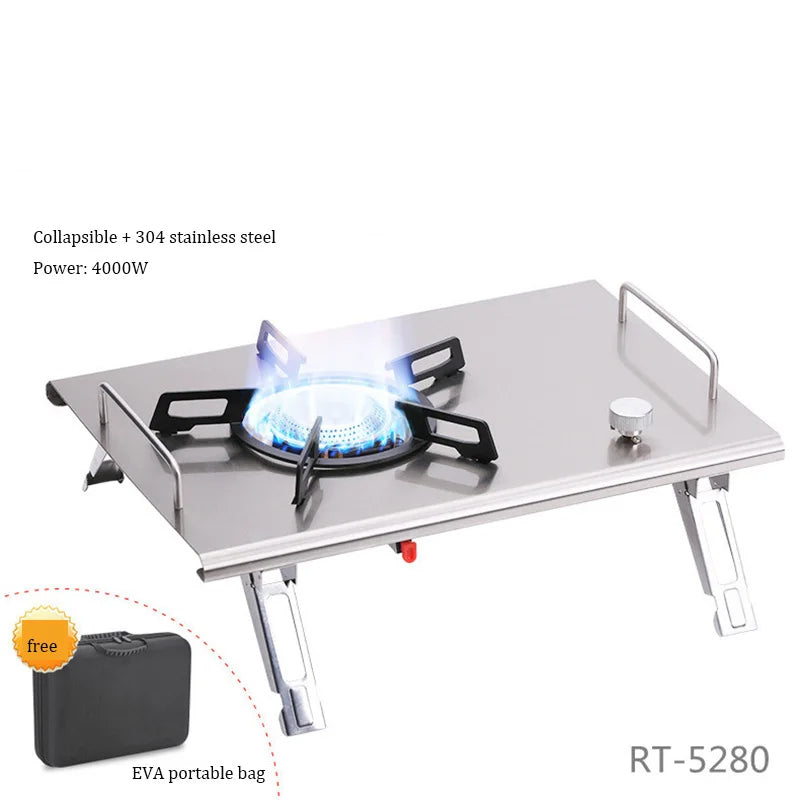 Estufa de Gas Plegable para Camping | 4000W Acero Inoxidable
