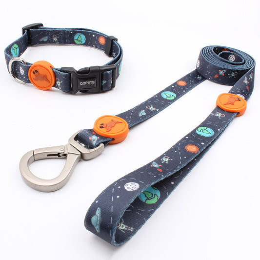 Juego de Correa, Chaleco y Collar para Perros | Diseño Impreso para Mascotas Grandes