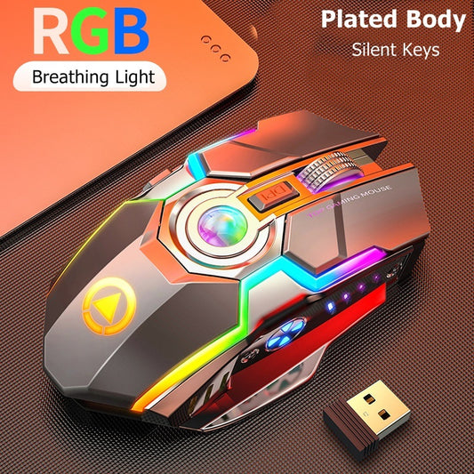 Mouse Gamer RGB  Inalámbrico, Recargable y Ultra Silencioso