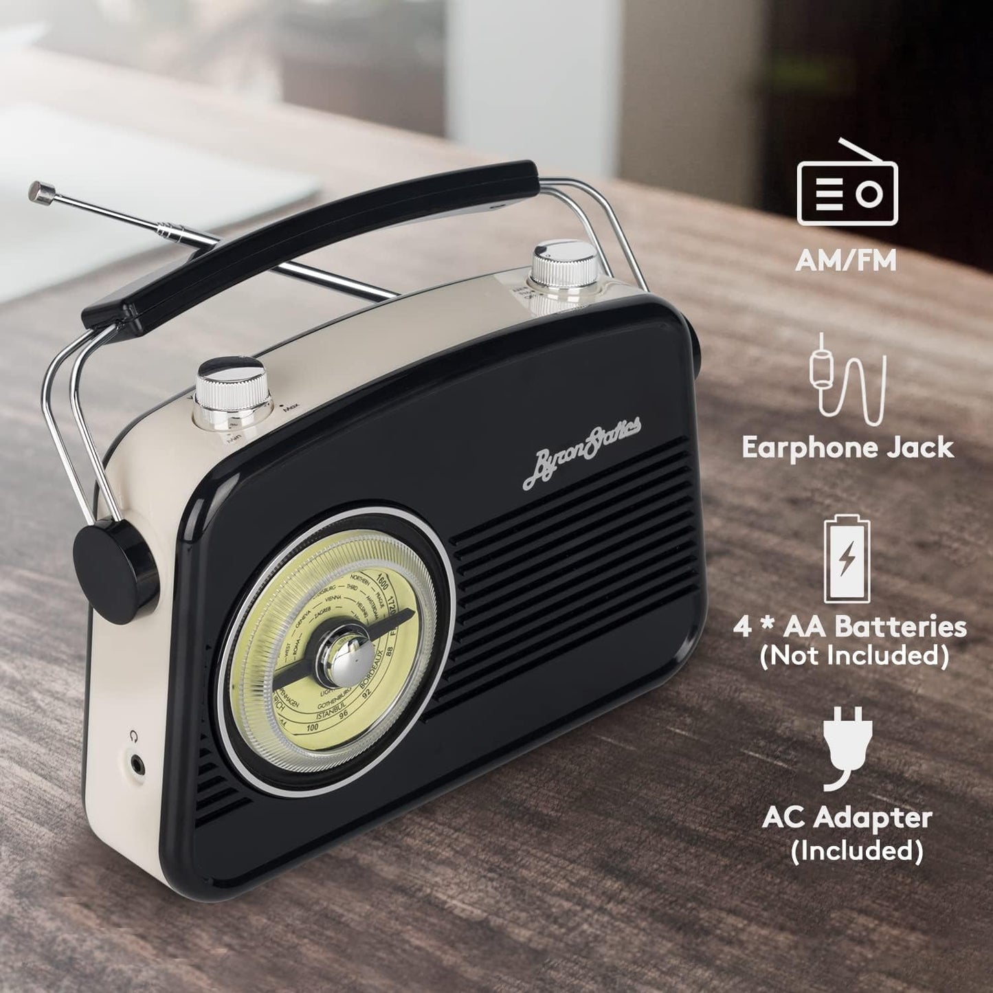 Radio AM/FM Portátil Vintage | Diseño Retro con Dial Analógico y Entrada para Auriculares