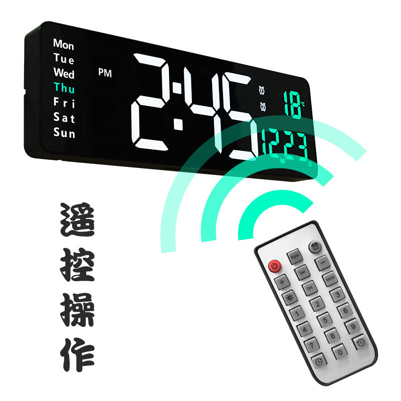 Reloj Digital de Pared LED Grande de 13/16 Pulgadas – Control Remoto y Funciones Completas