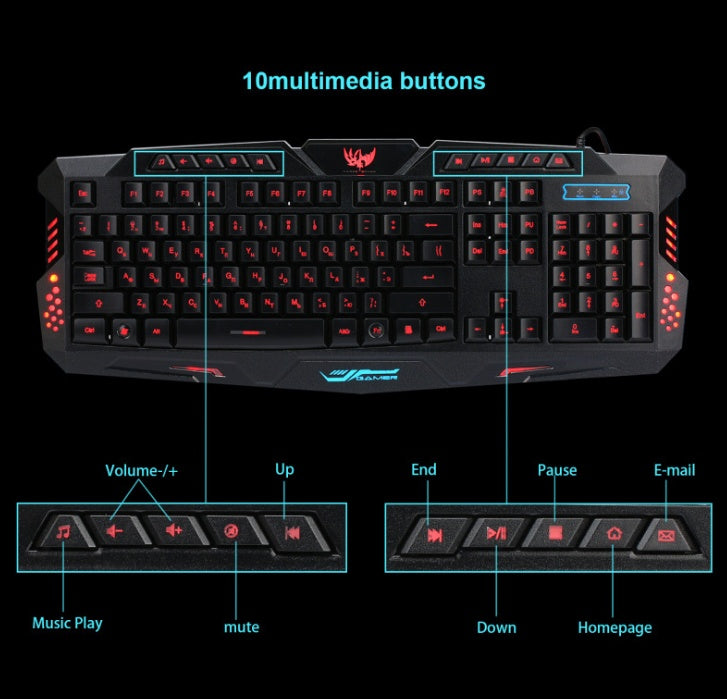 Teclado Gaming J10  Retroiluminación Tricolor, Cable USB y Diseño Ergonómico