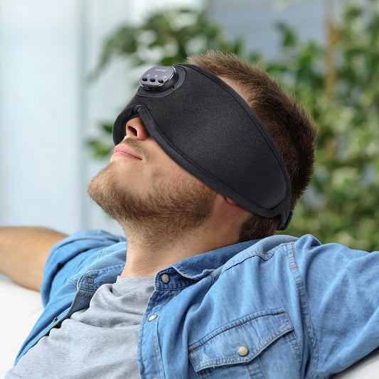 Mascarilla de Sueño Inteligente con Ruido Blanco – Comodidad y Relajación en 3D