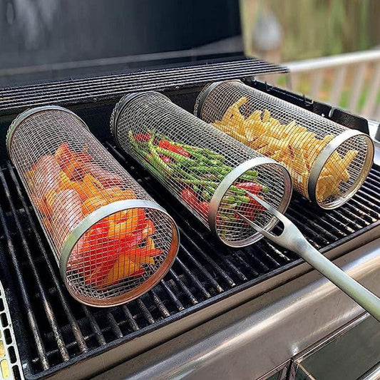Canasta Giratoria para Parrilla | Accesorio de Barbacoa Portátil para Camping y Cocina