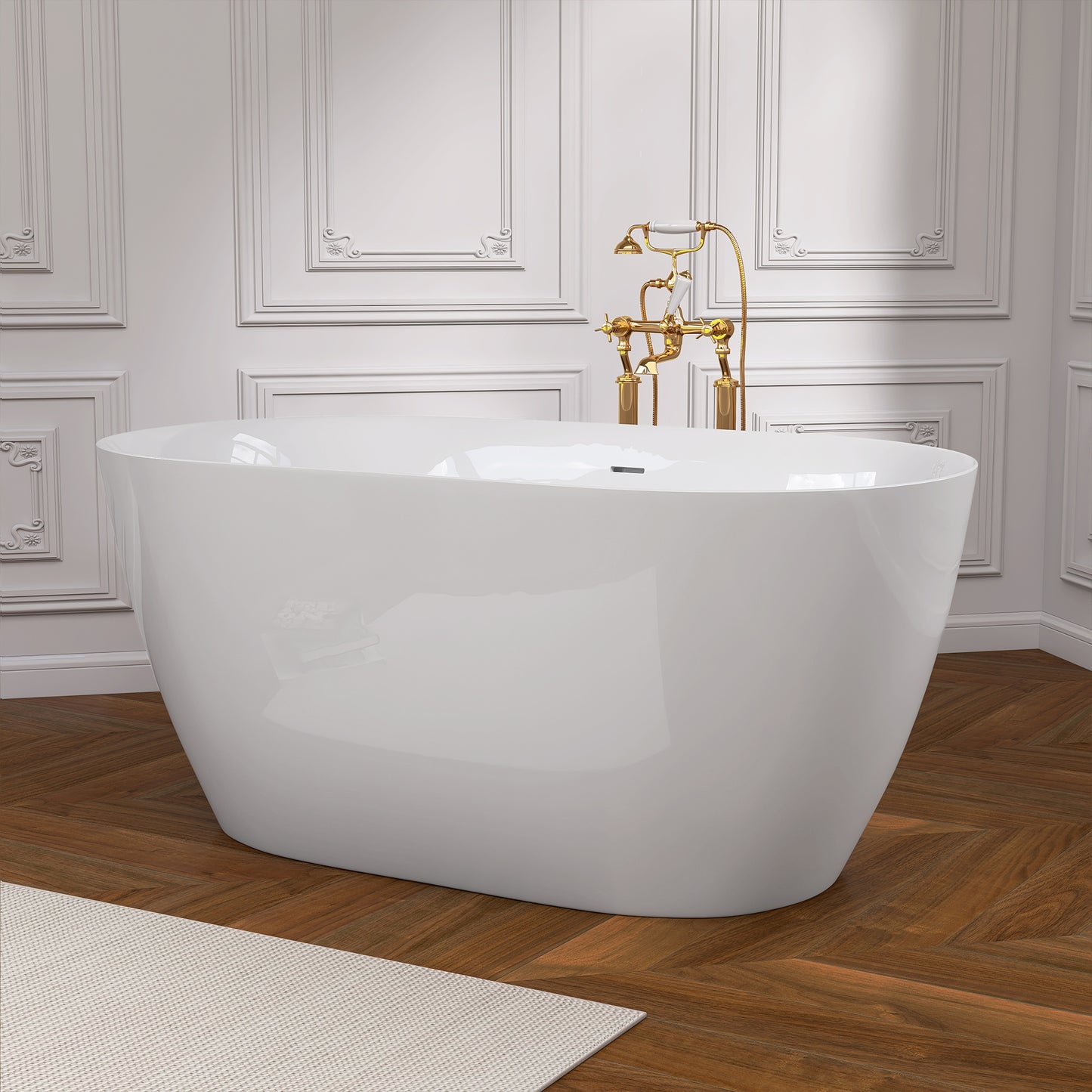 Bañera Independiente de Acrílico de 51 Pulgadas | Diseño Contemporáneo con Desagüe Pop-up