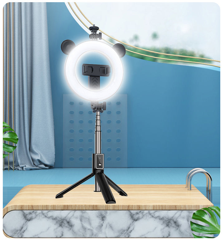 Selfie Stick P40D con Luz de Relleno de 6 Pulgadas: Portátil, Estable y Perfecto para Streaming