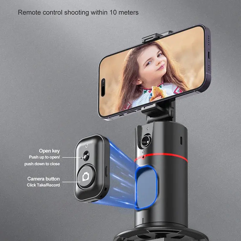 Soporte de Rastreo Facial Automático P02 – Rotación 360° para Vlogging y Vídeo Profesional