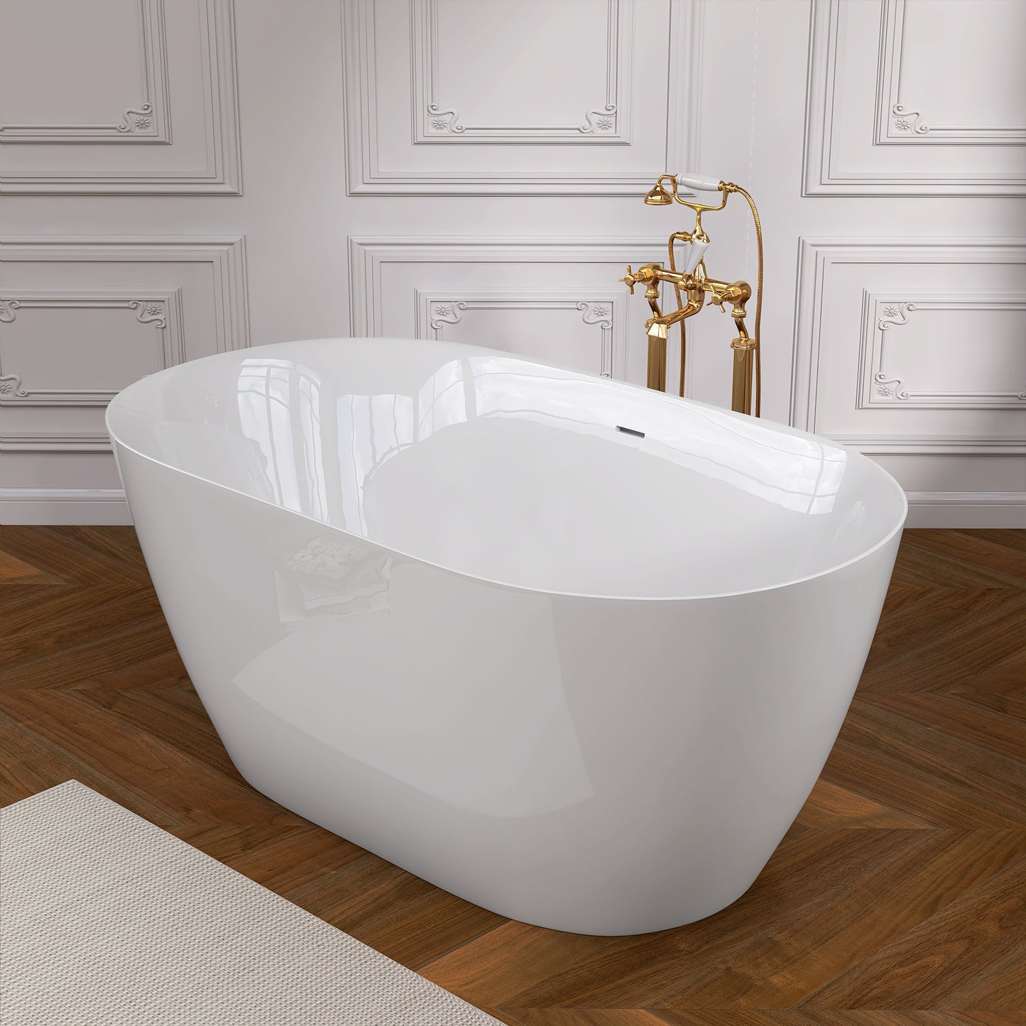 Bañera Independiente de Acrílico de 51 Pulgadas | Diseño Contemporáneo con Desagüe Pop-up