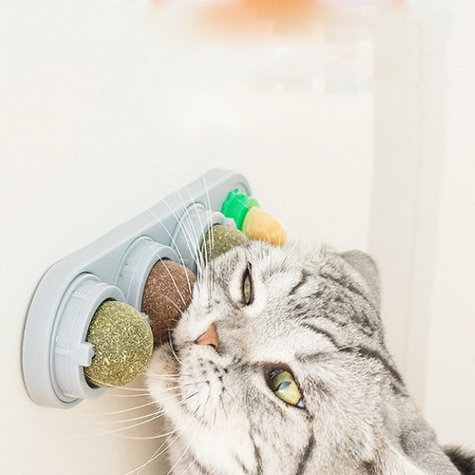 Juguete Giratorio con Bola de Menta para Gatos – Diversión y Snack en Uno