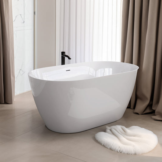 Bañera Independiente de Acrílico de 51 Pulgadas | Diseño Contemporáneo con Desagüe Pop-up