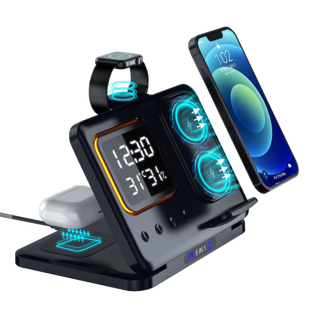 Cargador Inalámbrico Universal 5 en 1  Soporte de Escritorio con Carga Rápida 15W para iPhone