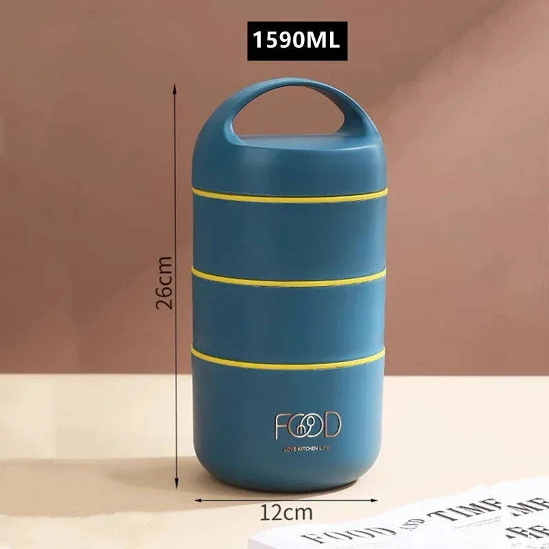 Lonchera Térmica de Gran Capacidad 1240ML/1590ML – Acero Inoxidable 304, Antiderrames y Multifuncional
