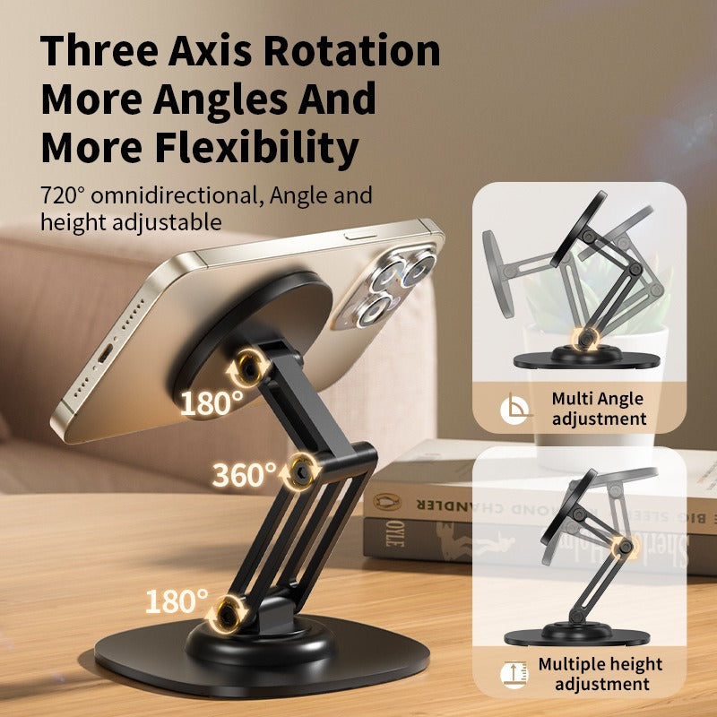 Soporte Magnético Plegable 360° para Teléfono  Rotación Total y Compatibilidad MagSafe