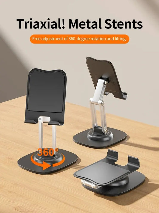 Soporte Plegable y Giratorio 360° para Teléfono y Tablet  Ajustable y Multifuncional