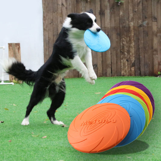 Frisbee juguete diseñado para perros, ideal para juegos de lanzamiento y recuperación.
