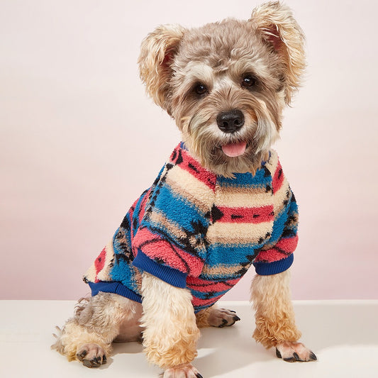 Suéter de Peluche para Perros y Gatos | Ropa de Otoño e Invierno con Diseño a Rayasrce Pet Clothes