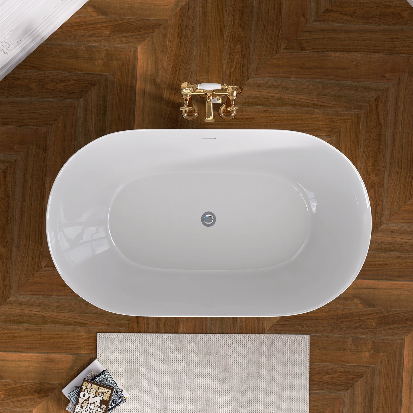 Bañera Independiente de Acrílico de 51 Pulgadas | Diseño Contemporáneo con Desagüe Pop-up