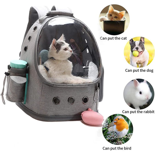 Mochila Espacial Transparente para Mascotas | Diseño Plegable y Transpirable para Gatos y Perros Pequeños