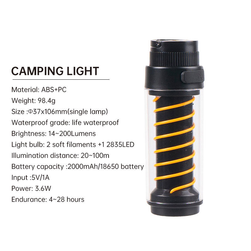 Lámpara de Camping Portátil | Luz Nocturna Recargable con Trípode