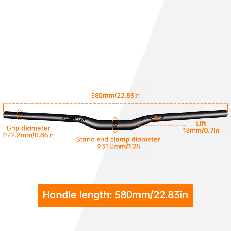 Manillar MTB TOSEEK de Fibra de Carbono  Diseño Swallow-Shaped, 31.8mm, One-Piece