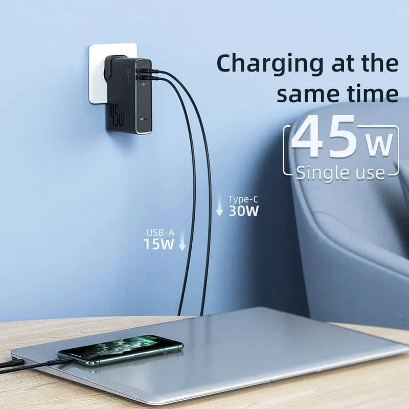 eprolo Baseus GaN Power Bank Charger 10000mAh 45W USB C PD Fast Charging 2 in 1 Charger & Battery as One ForiP 11 Pro Laptop ForXiaomi
